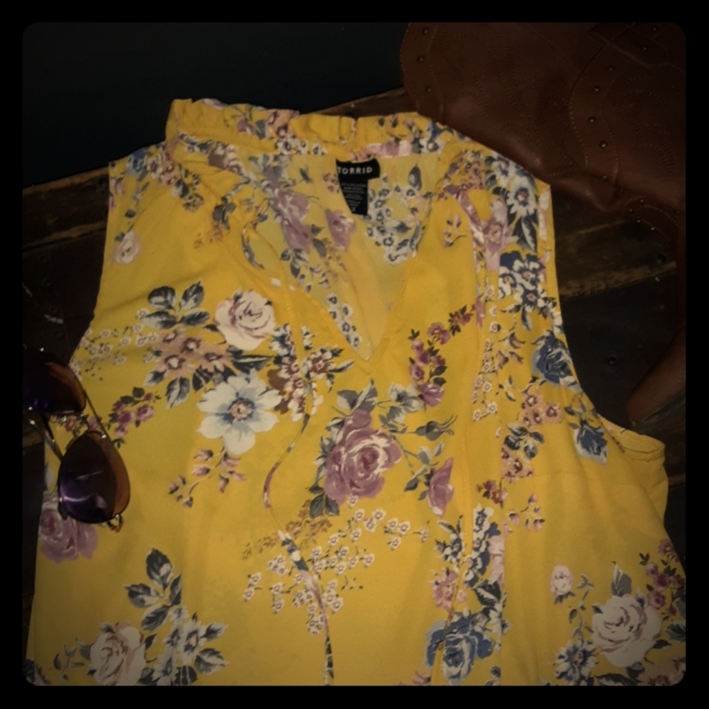 Torrid Mustard Floral Top